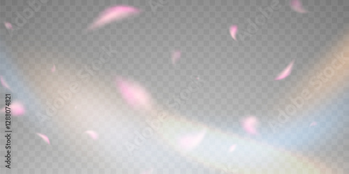 Light effect and zigzag ribbon falling from above on a beam of light, tinsel vector