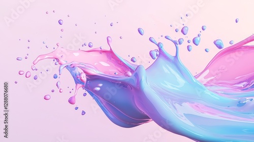 blue wave 3d crystal glass holographic effect isolated on transparent background