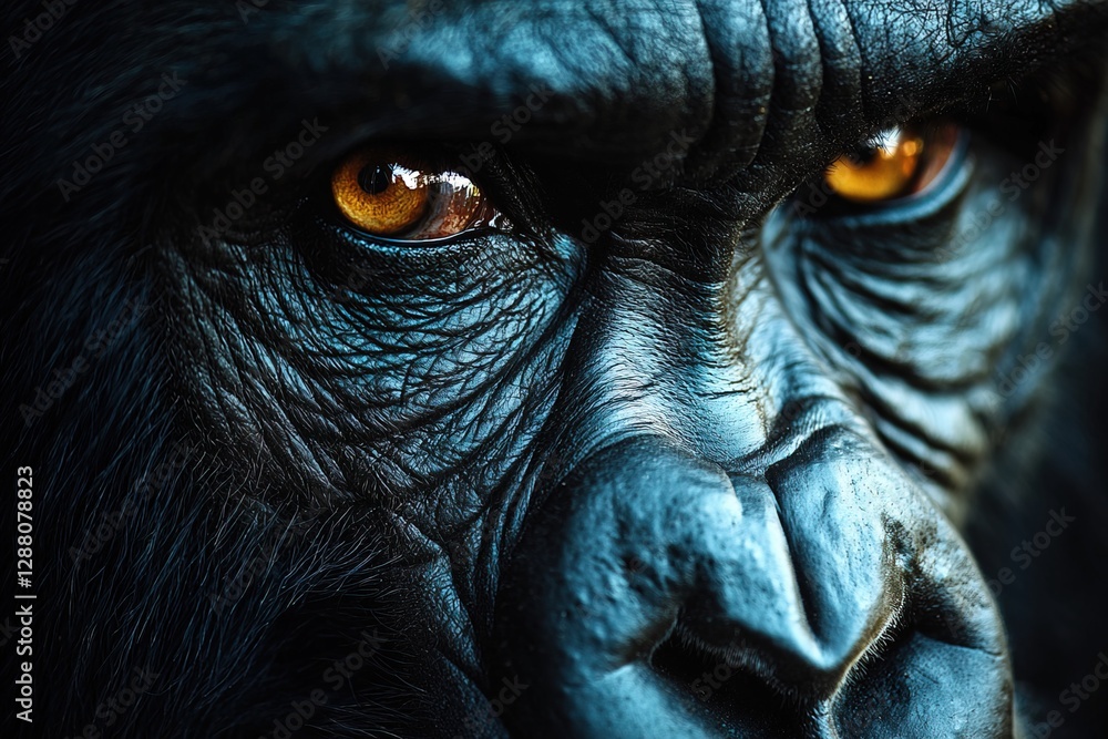 Close encounter with a majestic gorilla capturing raw intensity and beauty Close encounter with a majestic gorilla capturing raw intensity and beauty