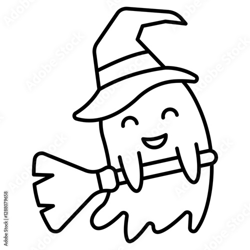 A colored design icon of witch