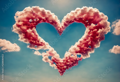 Heart made from clouds in the sky.
