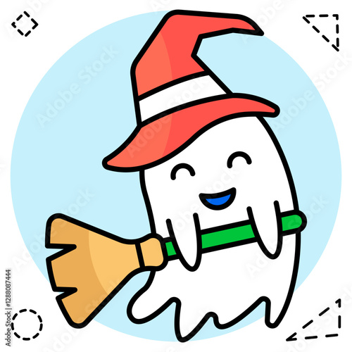A colored design icon of witch