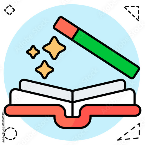 A  trendy design icon of magician book