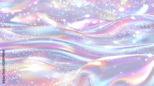 The background features a pearl hologram, accompanied by a gradient iridescent foil texture, reminiscent of a y2k aesthetic color wallpaper