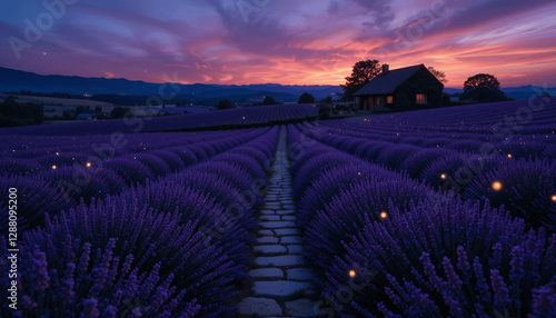 lavender field at sunset