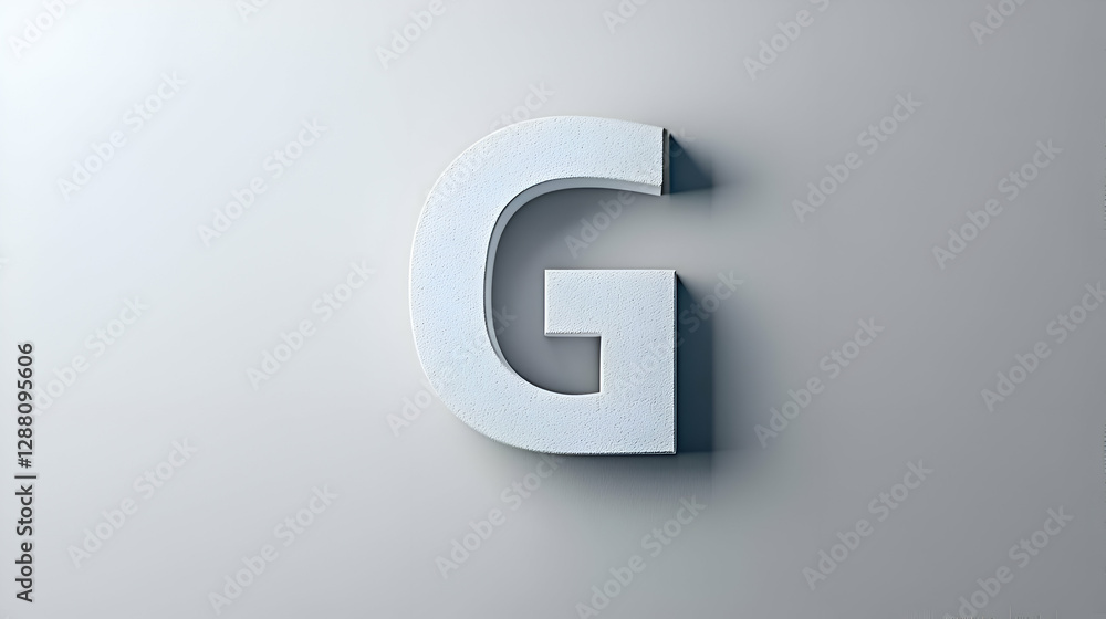 Three Dimensional White Letter G on Gray Background Three Dimensional White Letter G on Gray Background