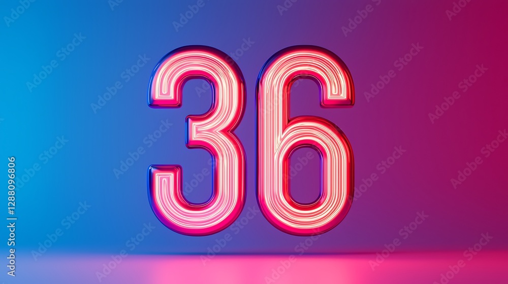 A vibrant neon sign displaying the number A vibrant neon sign displaying the number