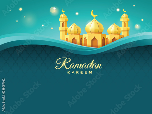 Golden Islamic Mosque Ramadan Kareem Greeting