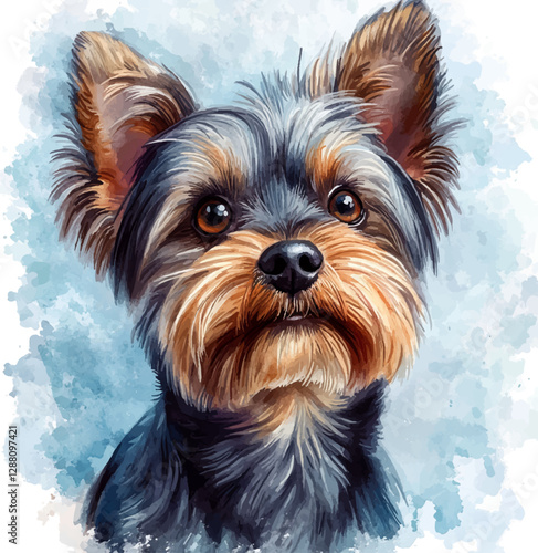 Yorkshire Terrier Hund Porträt Wasserfarben