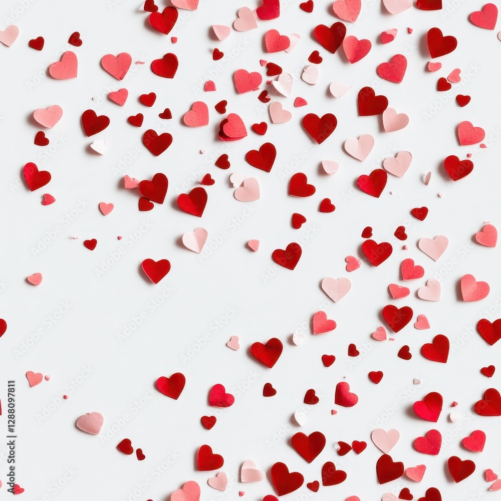 Seamless Heart-Shaped Confetti Scatter Pattern for Background Decor Seamless Heart-Shaped Confetti Scatter Pattern for Background Decor