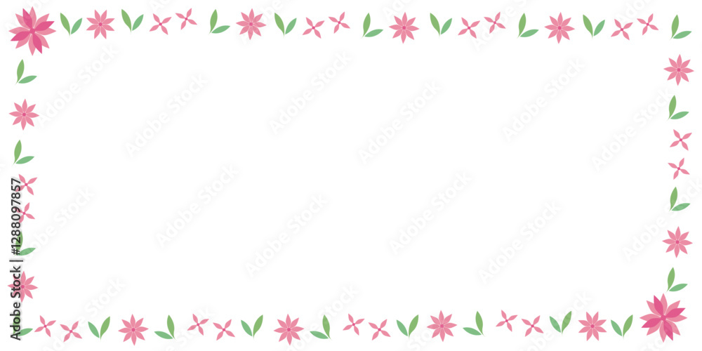 Spring floral and green leaves background. Spring flower and leaves decoration illustration for spring blooming design. Vector illustration.