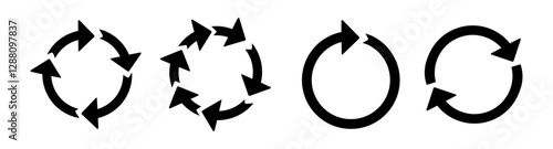 circle arrow icon set. circular arrow icon, refresh, reload. Set of circle arrows rotating on white background. Vector illustration