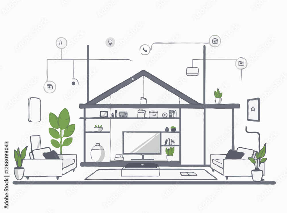 Fototapeta premium Modern Smart Home Automation System Vector