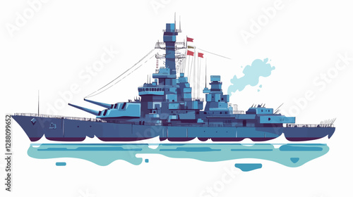 Illustration of a warship. Ship. Navy.