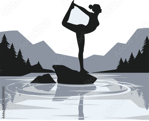 Woman stretching, exercise, yoga pose. Vector