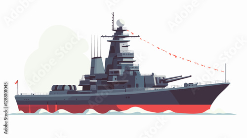 Illustration of a warship. Ship. Navy.