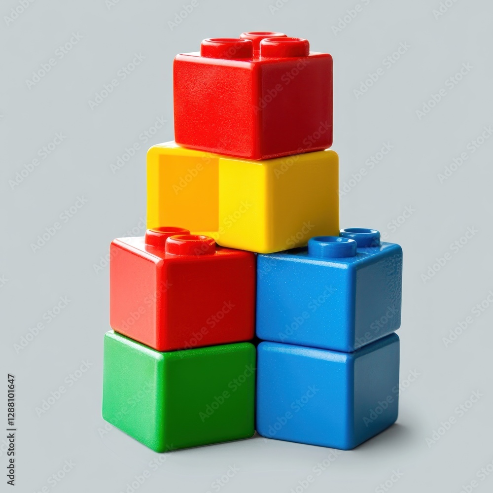 Colorful plastic building blocks pyramid on gray background (1) Colorful plastic building blocks pyramid on gray background (1)
