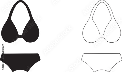 Two-piece swimsuit vector icon.