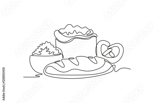 Nutrition concept. Single line draw design vector graphic illustration.
