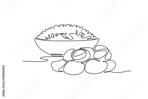 Nutrition concept. Single line draw design vector graphic illustration.