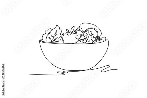 Nutrition concept. Single line draw design vector graphic illustration.