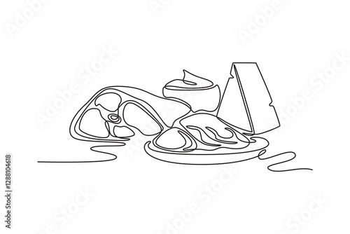 Nutrition concept. Single line draw design vector graphic illustration.