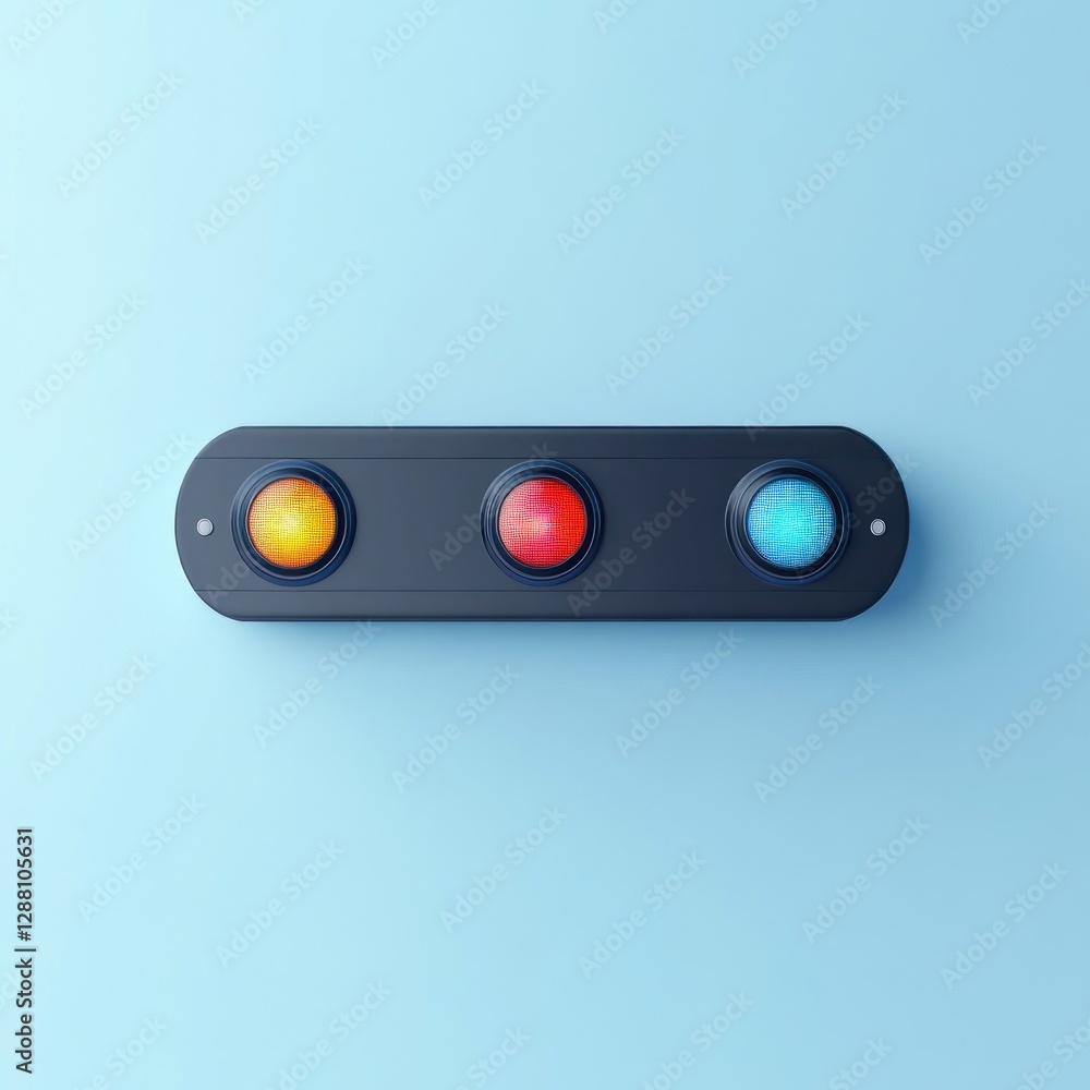 Fototapeta premium Modern LED Light Panel on Light Blue Surface