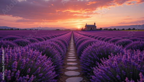 lavender field at sunset