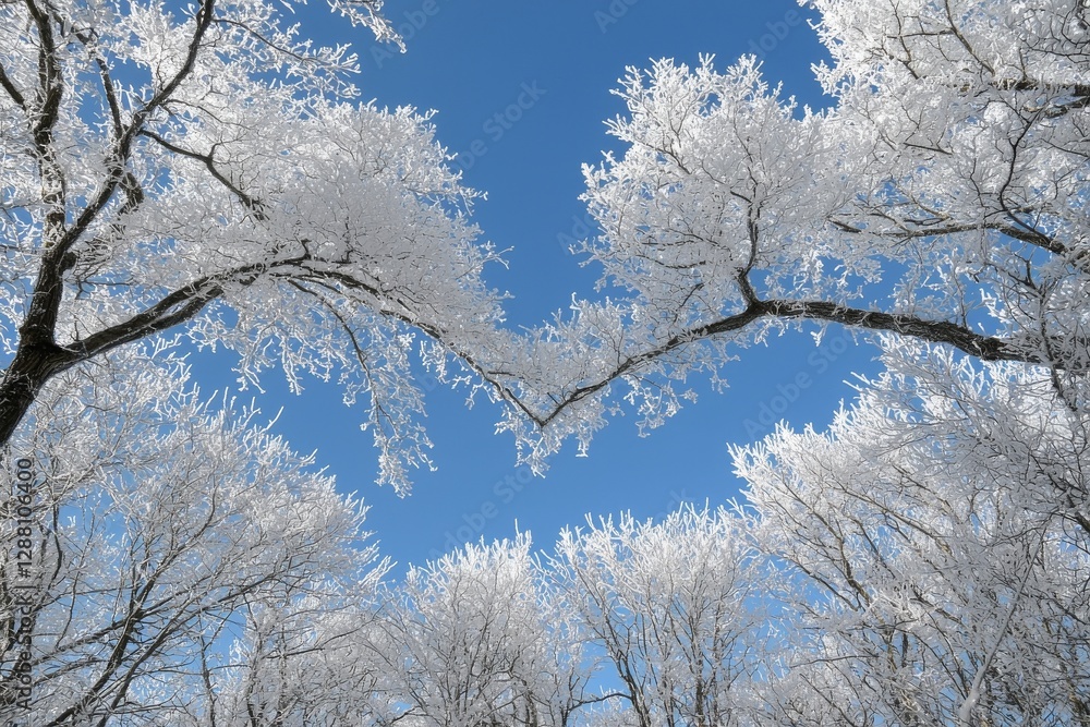 The branches in the winter landscape form a pattern that resembles a heart The branches in the winter landscape form a pattern that resembles a heart