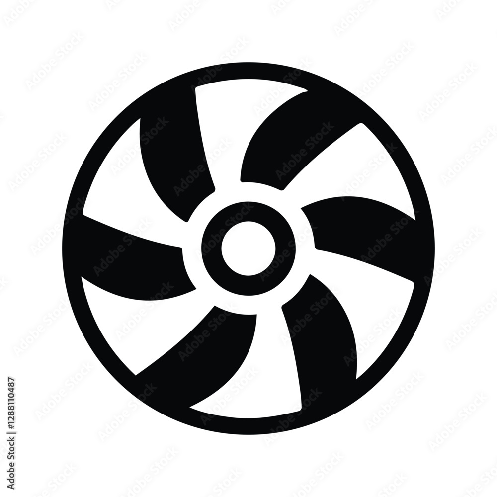 Fan Icon. Illustration of Ventilator, propeller, cooler, conditioner. Fan Rotation. Turbine Isolated on White Background. Fan Icon. Illustration of Ventilator, propeller, cooler, conditioner. Fan Rotation. Turbine Isolated on White Background.