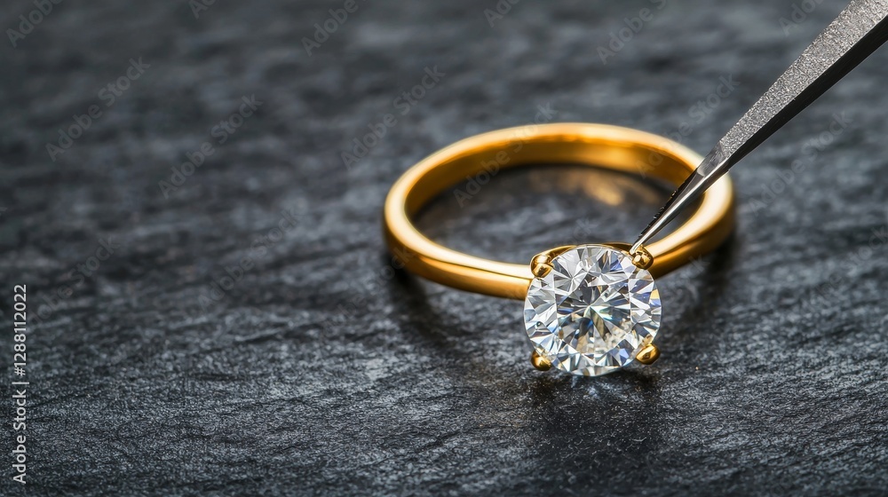A jeweler craftsman chooses a gemstone for an upcoming gold ring, captured in close-up A jeweler craftsman chooses a gemstone for an upcoming gold ring, captured in close-up