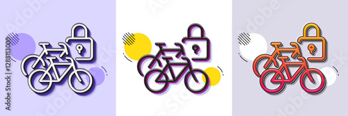 Bicycle lockers line icon. Halftone dotted pattern. Gradient icon with grain shadow. Lock bike transport sign. Outdoor parking place symbol. Line bicycle lockers icon. Various designs. Vector