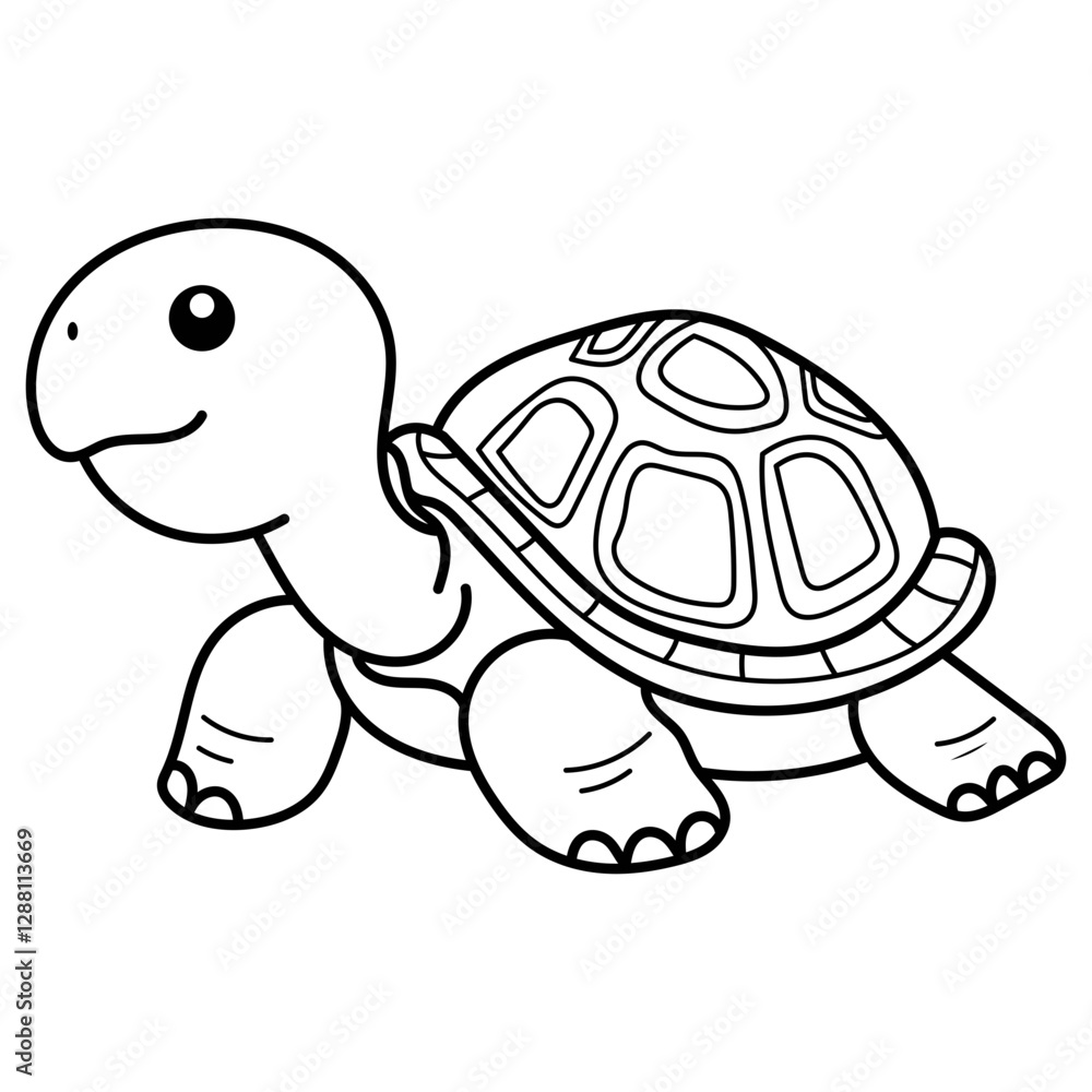 Fototapeta premium Turtle line art suitable for coloring books, educational materials, conservation graphics, and logo design in nature themed projects.