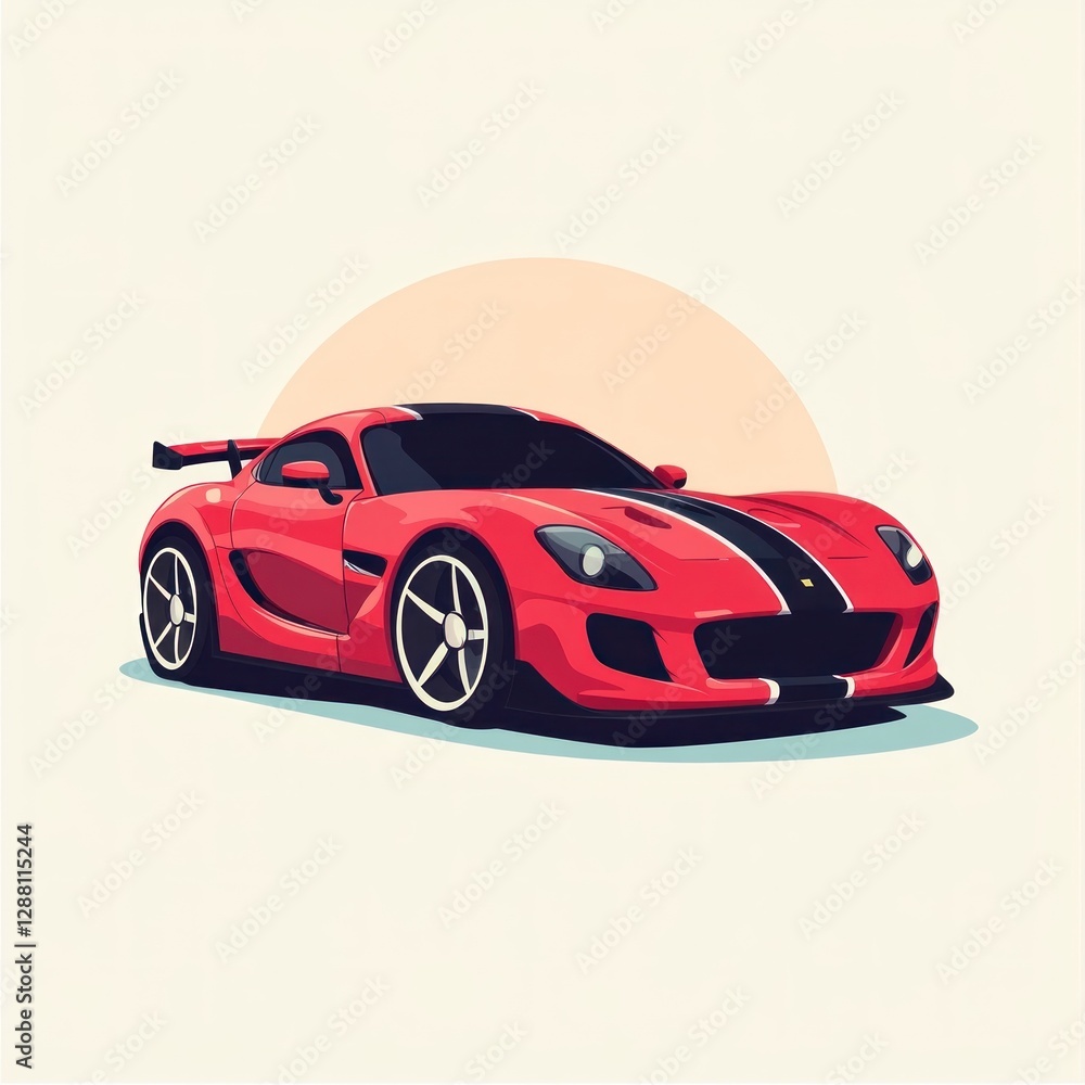 Naklejka premium Red Sports Car Illustration