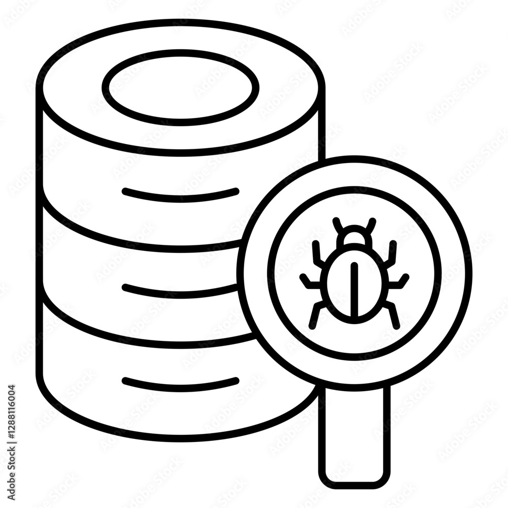 A flat design icon of search Data virus A flat design icon of search Data virus