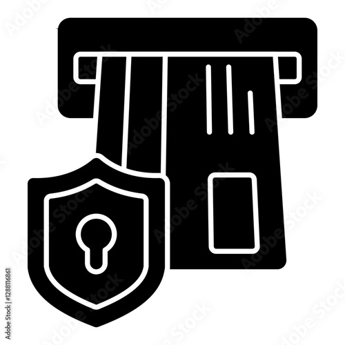 A flat design icon of secure Atm withdrawal