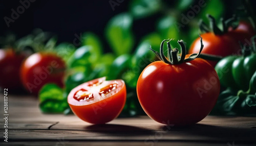 Fresh ripe tomatoes. Close up.