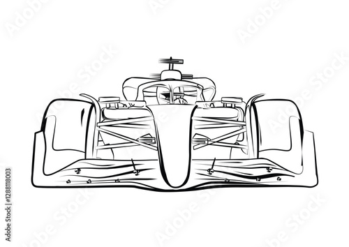 Formula race car linear illustration. Sports car collection for design of fliers, brochures and banners.