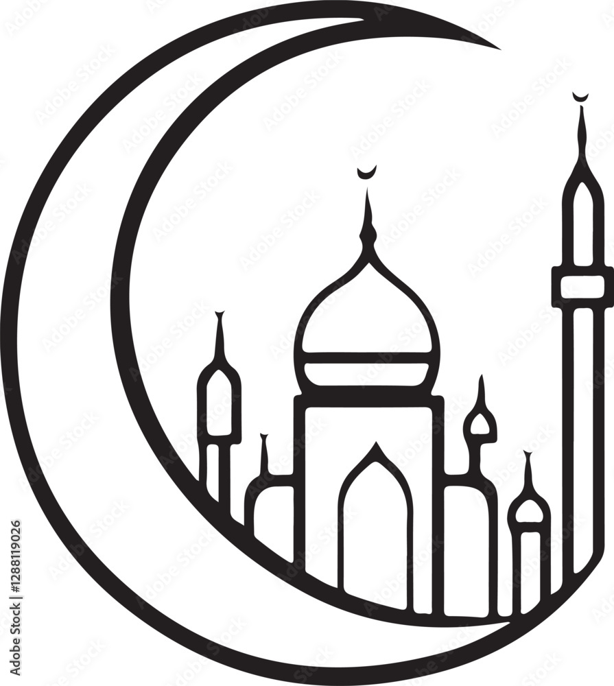 Sacred Silhouette: The Majestic Mosque Within a Crescent Moon
Sacred Silhouette: The Majestic Mosque Within a Crescent Moon