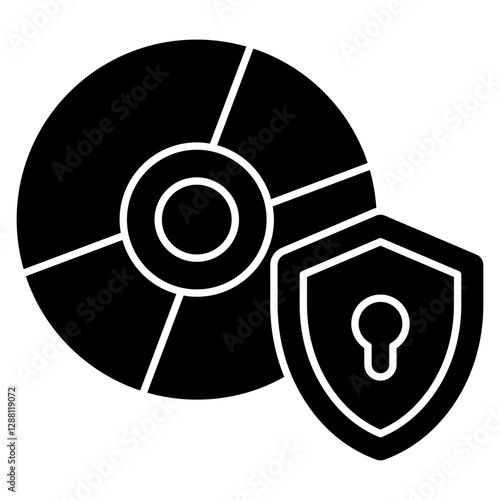 A colored design icon of secure disk