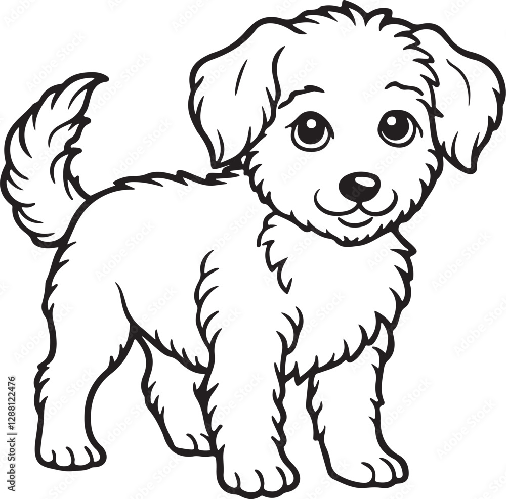A dog silhouette line art illustration A dog silhouette line art illustration
