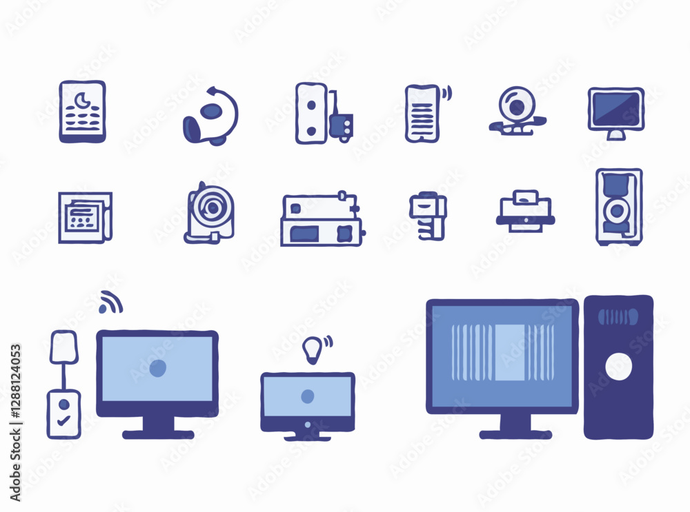 Digital Home Automation System Icons Collection Digital Home Automation System Icons Collection