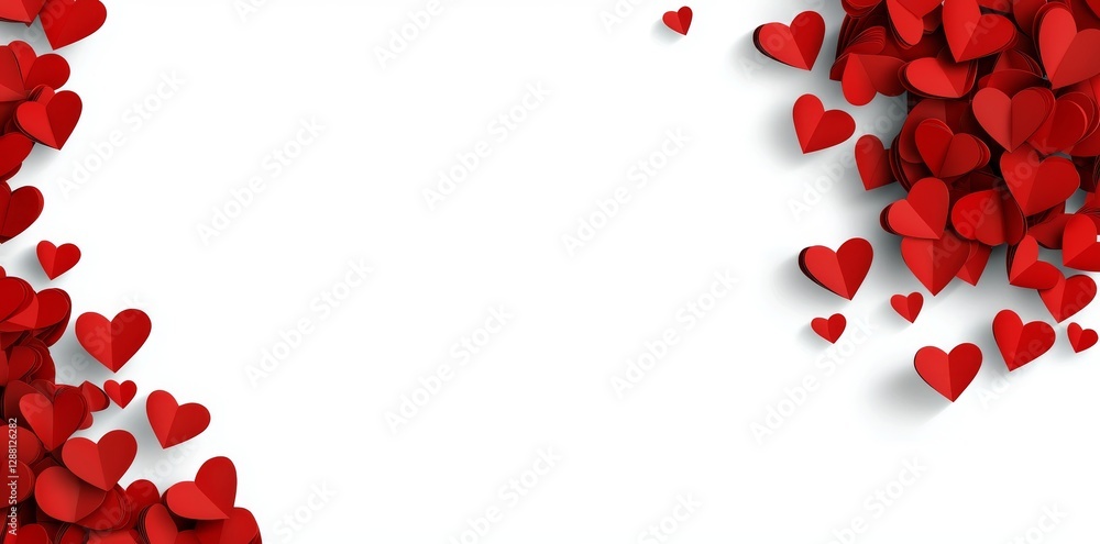 Isolated red paper hearts on a transparent background symbolize Valentine's Day Isolated red paper hearts on a transparent background symbolize Valentine's Day