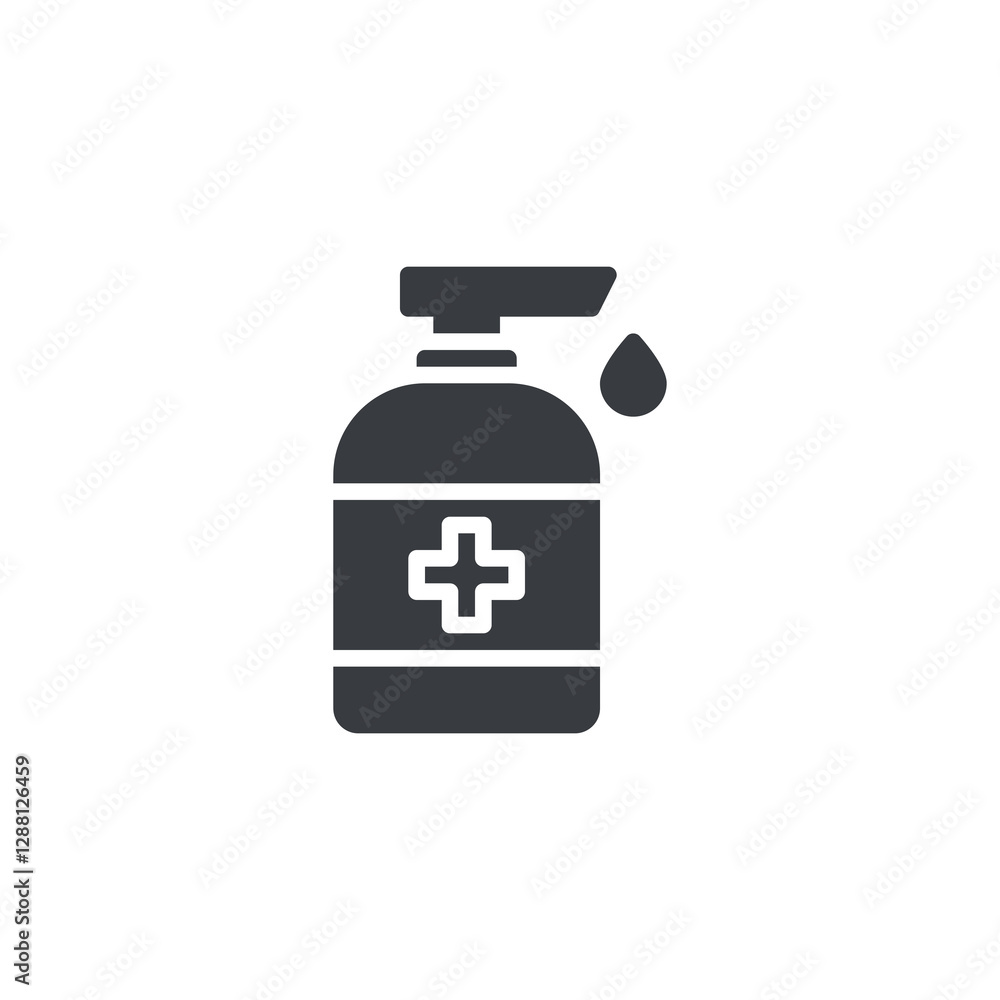Sanitizer pump bottle with a droplet vector icon Sanitizer pump bottle with a droplet vector icon