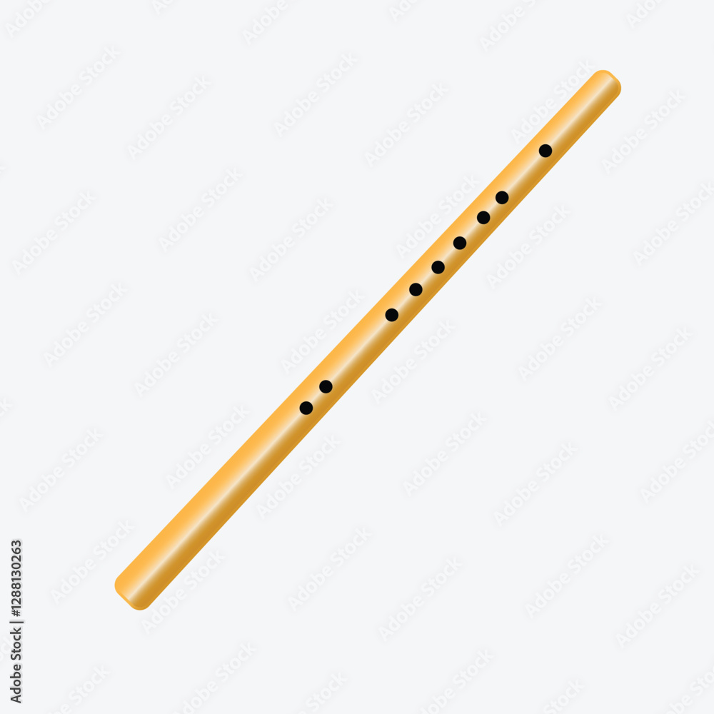 Bamboo flute icon, wind musical instrument, vector illustration on a white background Bamboo flute icon, wind musical instrument, vector illustration on a white background
