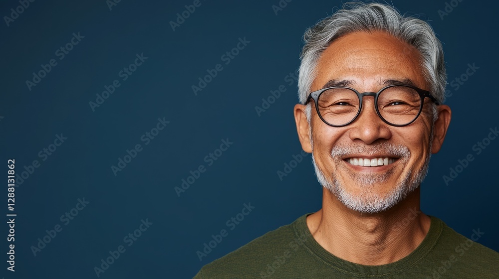 Obraz premium A middle-aged Asian man smiling at the camera.