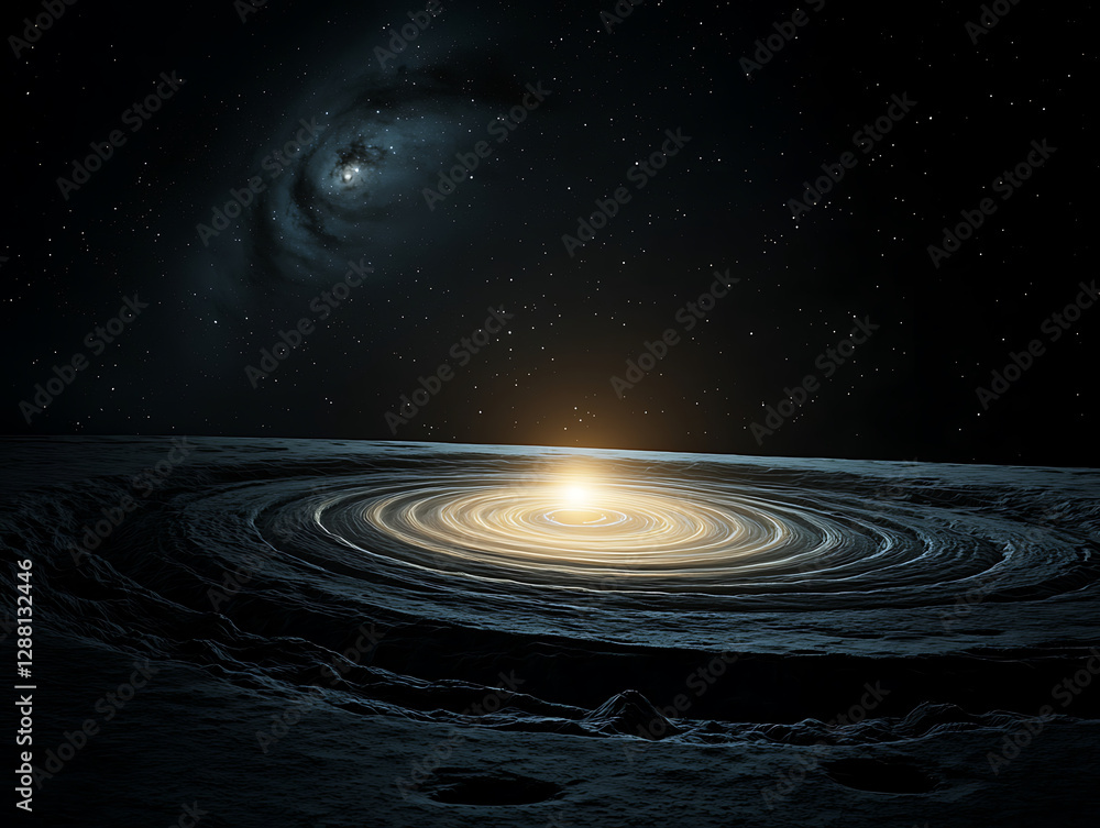 Fototapeta premium Celestial aurora vortex. glowing spiral galaxy with radiant ribbons of light in space