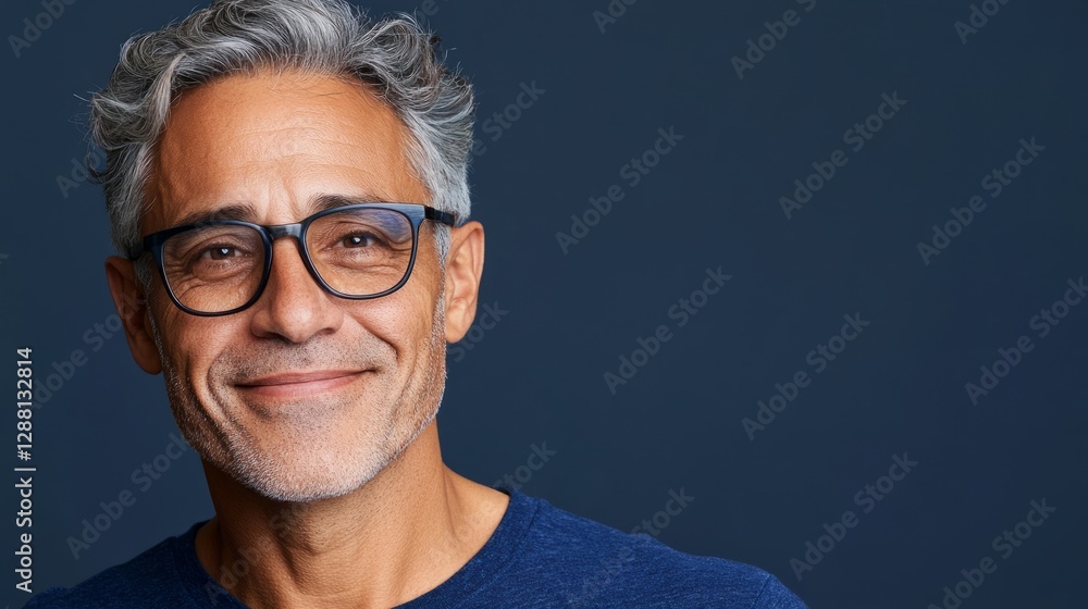 The image features a smiling man wearing glasses and a blue sweater, with gray hair, standing against a dark background. The image features a smiling man wearing glasses and a blue sweater, with gray hair, standing against a dark background.