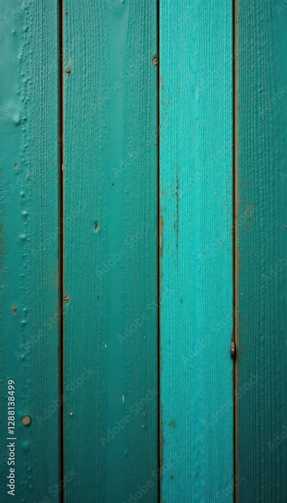 Fototapeta premium Wooden plank with teal and turquoise green wood grain pattern, home decor accessories, teal