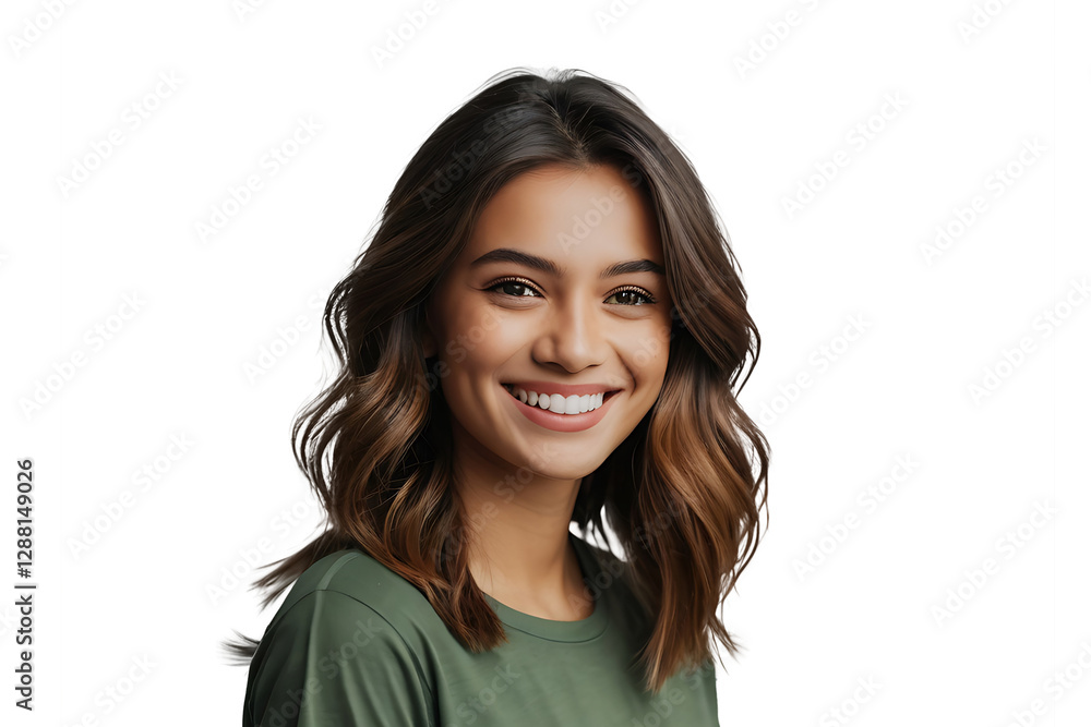 Happy young woman smiling and laughing, isolated on transparent background Happy young woman smiling and laughing, isolated on transparent background